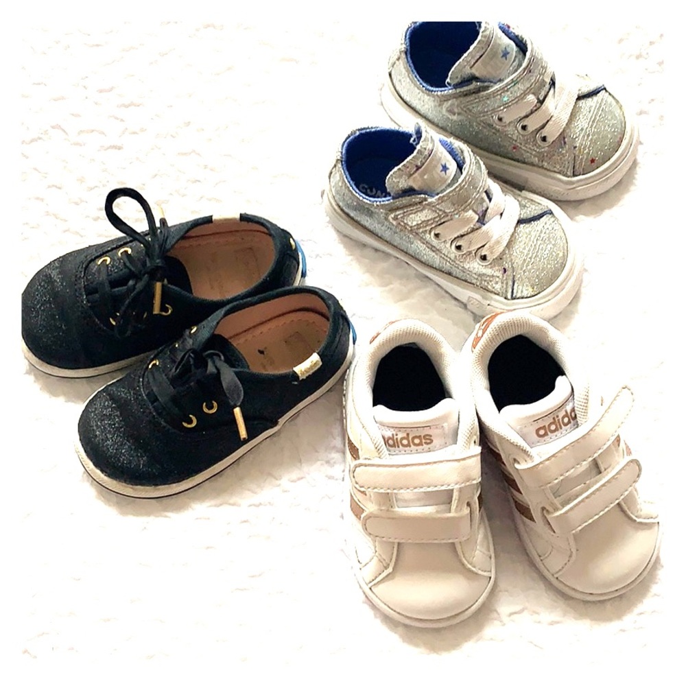 Brand name baby girl tennis shoes ($10 per pair)